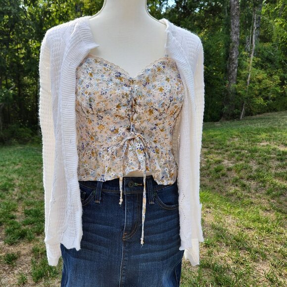 Authentic Vintage 90's Crochet Grandma cardigan white - Picture 2 of 4